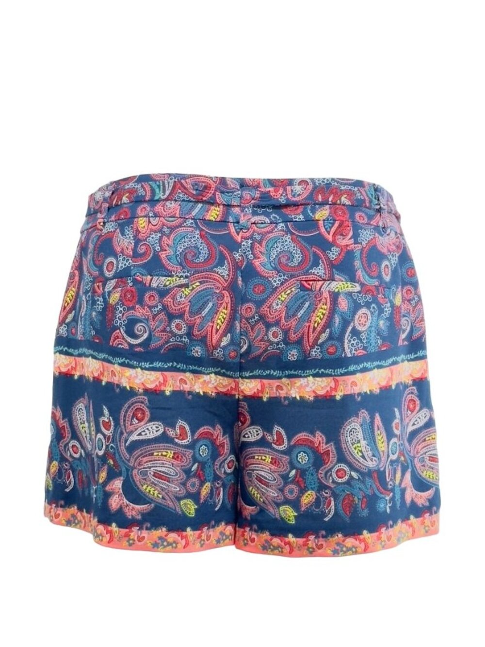 LOFT Women's Shorts Belted Paisley Print Blue Pink   Size 2 - Picture 2 of 8